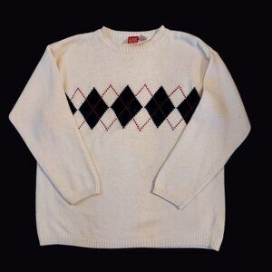 Vintage Liz and Company Ladies Sweater – Classic Preppy Style Medium Argyle